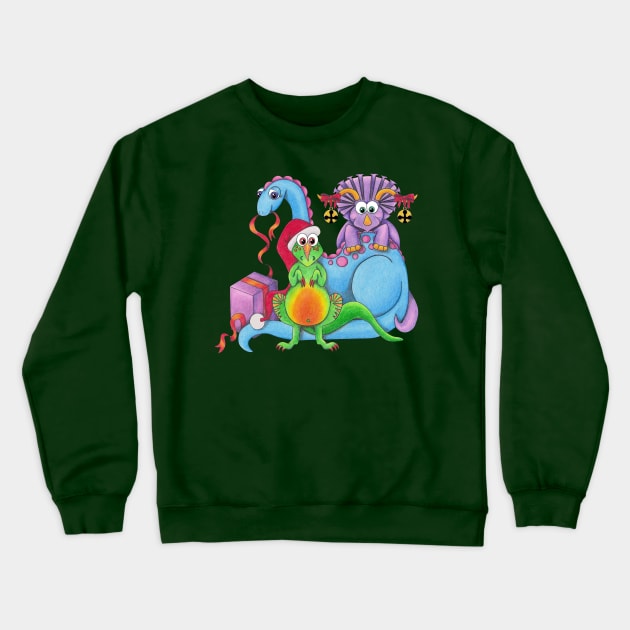 DINOmite Christmas! Crewneck Sweatshirt by TJWArtisticCreations